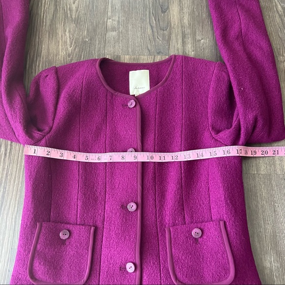 Anthropologie Elevenses Raspberry Peplum Structured Wool Blend Blazer - Picture 14 of 16